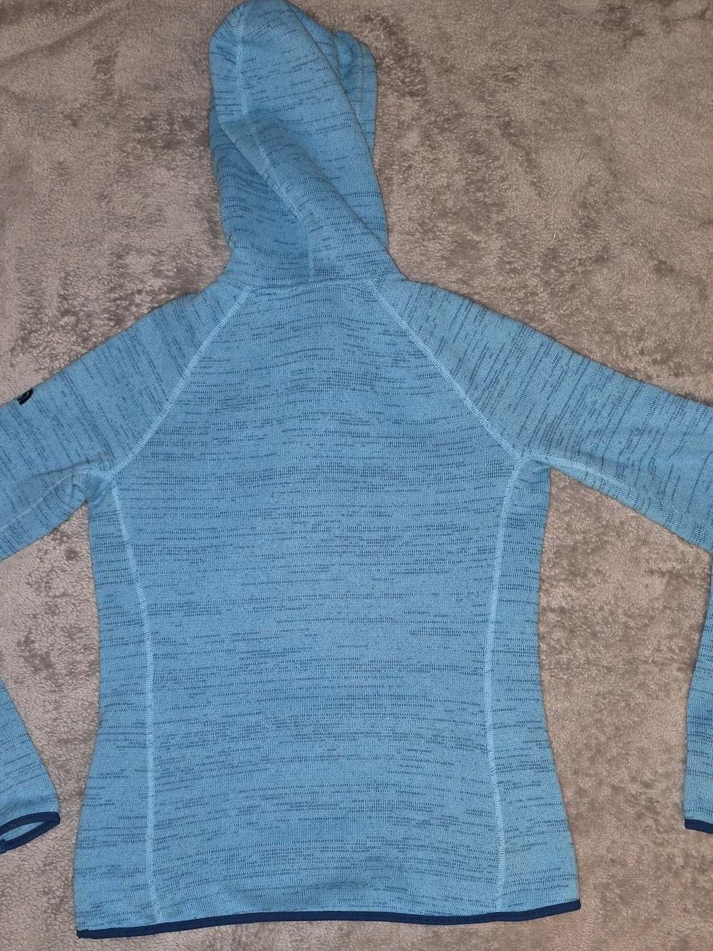 The North Face Women’s Large Blue Hooded Sweater Fleece Pullover Button Neck